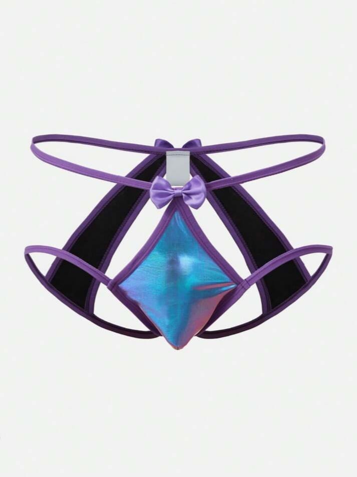 FANDY Men's DrisQ Laser Cut Out Bow Decor Briefs Underwear